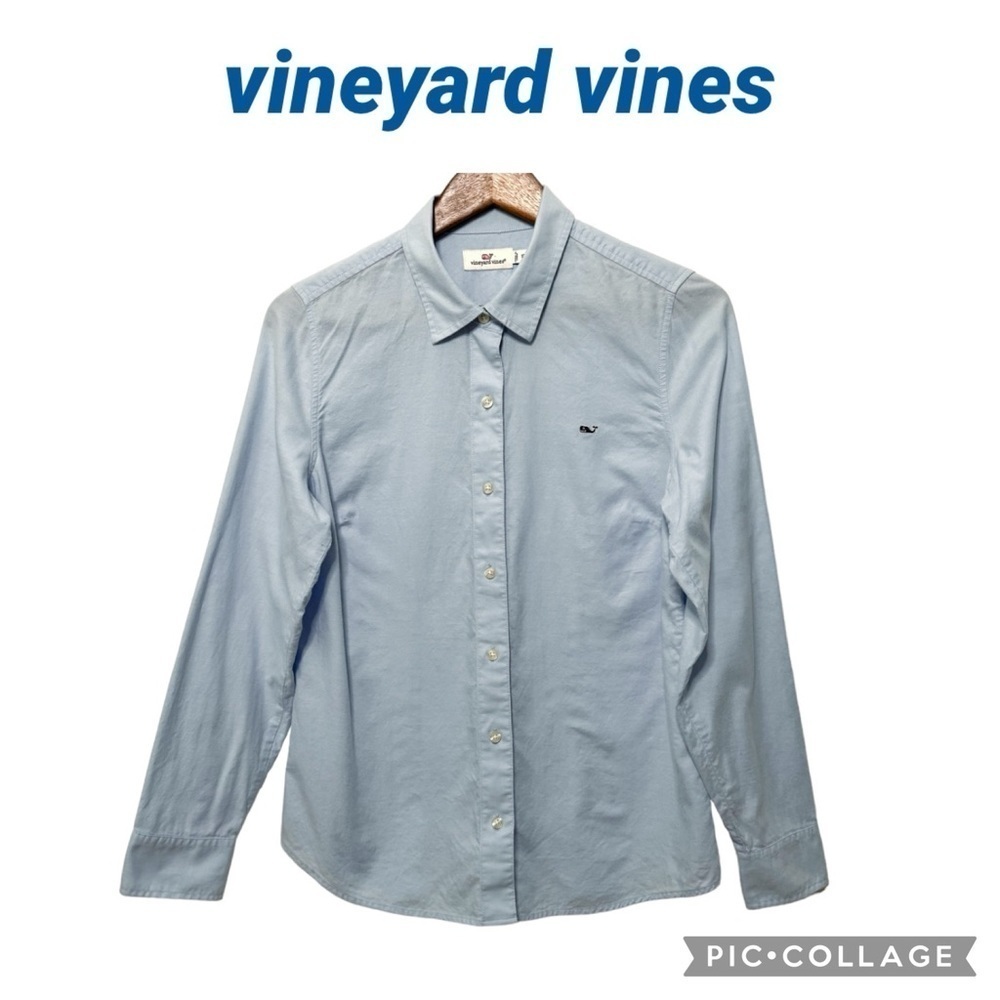 Vineyard Vines women Oxford tailored long sleeve shirt light blue size 10